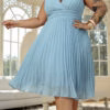 Vestido Festa Plus Size Plissado Curto