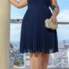 Vestido Festa Plus Size Plissado Curto