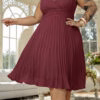 Vestido Festa Plus Size Plissado Curto
