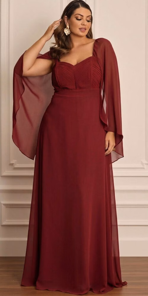 Vestido de Festa Busto Plissado Plus SIze