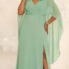 Vestido de Festa Capa Aplicação Flor Plus Size