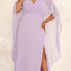 Vestido de Festa Capa Aplicação Flor Plus Size