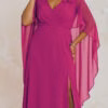 Vestido de Festa Capa Aplicação Flor Plus Size