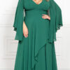 Vestido Festa Crepe Chiffon Saia Dupla Plus Size