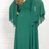 Vestido Festa Crepe Chiffon Saia Dupla Plus Size