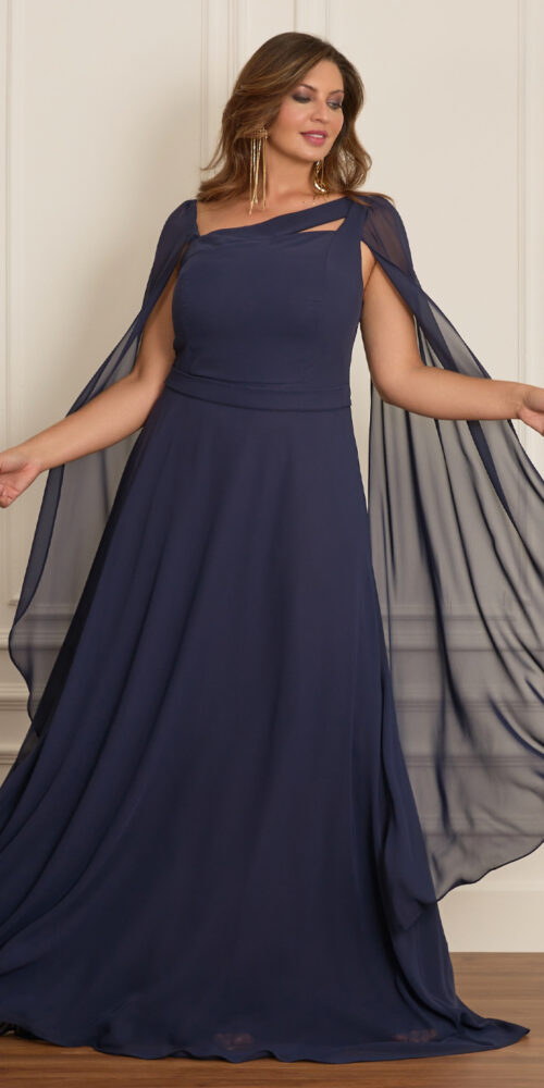 Vestido Madrinhas Manga Capa Longa Plus Size
