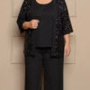 Conjunto Festa 3 Peças Cardigã Paetês Plus Size