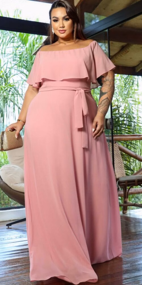 Vestido de Festa Cigana Plus Size Longo