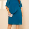 Vestido Plus Size Crepe Chiffon Bordado à Mão Midi