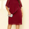 Vestido Plus Size Crepe Chiffon Bordado à Mão Midi