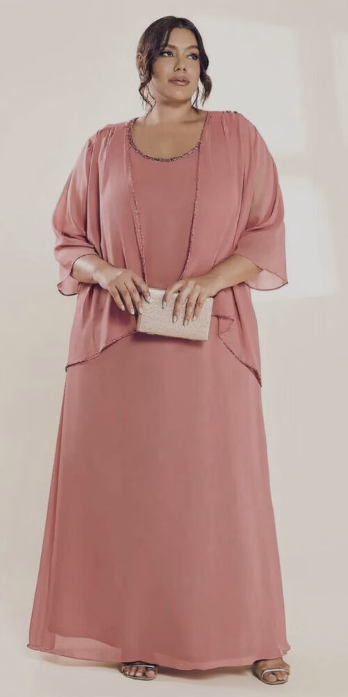 Vestido Festa com Cardigã Bordado Plus Size