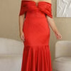Vestido Festa Sereia Ombro a Ombro Plus Size