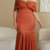 Vestido Festa Sereia Ombro a Ombro Plus Size