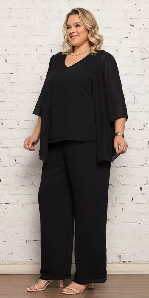Conjunto Plus Size 3 Peças Crepe