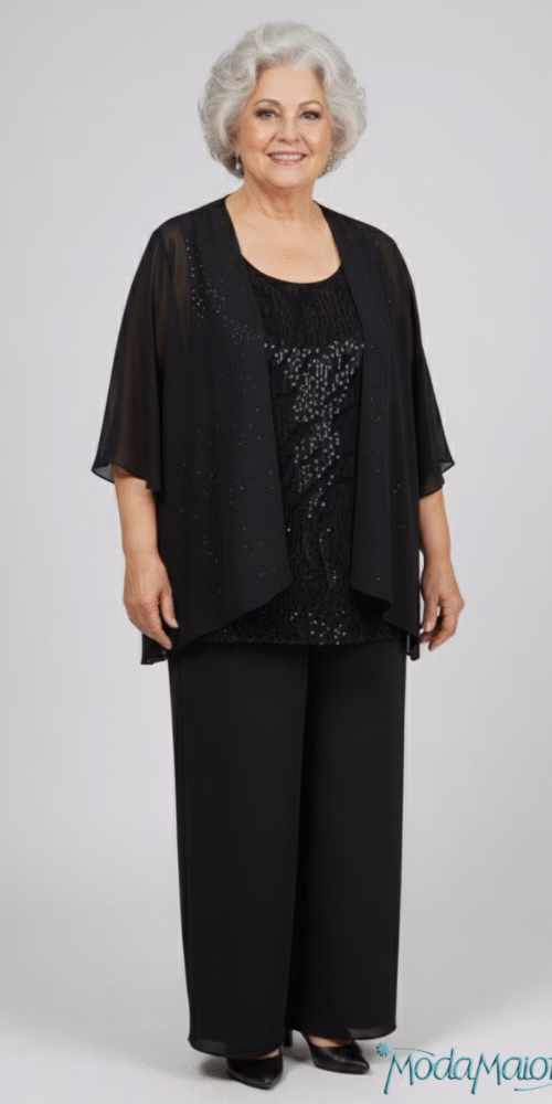 Conjunto Plus Size com Regata Renda Bordada