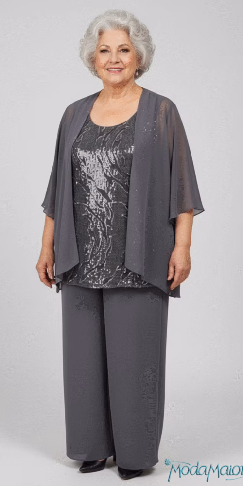 Conjunto Plus Size com Regata Renda Bordada