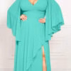 Vestido Festa Crepe Chiffon Saia Dupla Plus Size