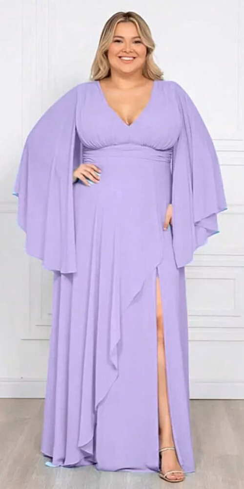 Vestido Festa Crepe Chiffon Saia Dupla Plus Size