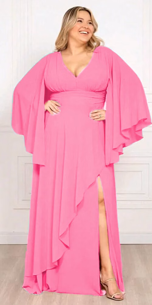 Vestido Festa Crepe Chiffon Saia Dupla Plus Size