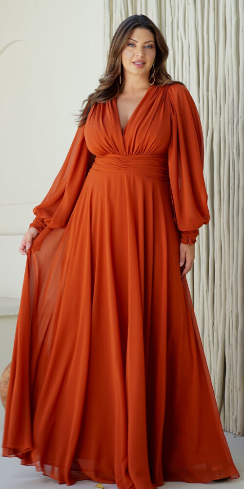 Vestido Plus Size Mangas Removíveis Festa