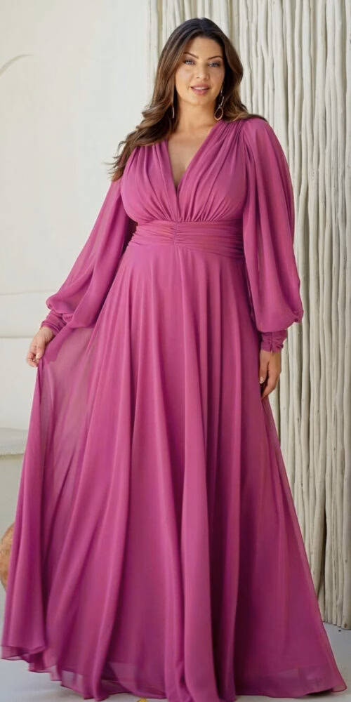 Vestido Plus Size Mangas Removíveis Festa