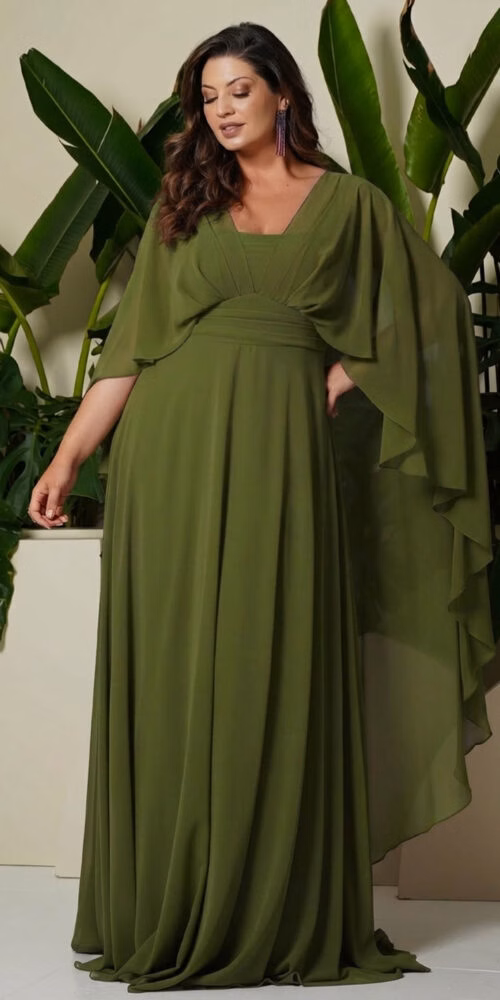 Vestido Festa Blusê com Capa Plus Size