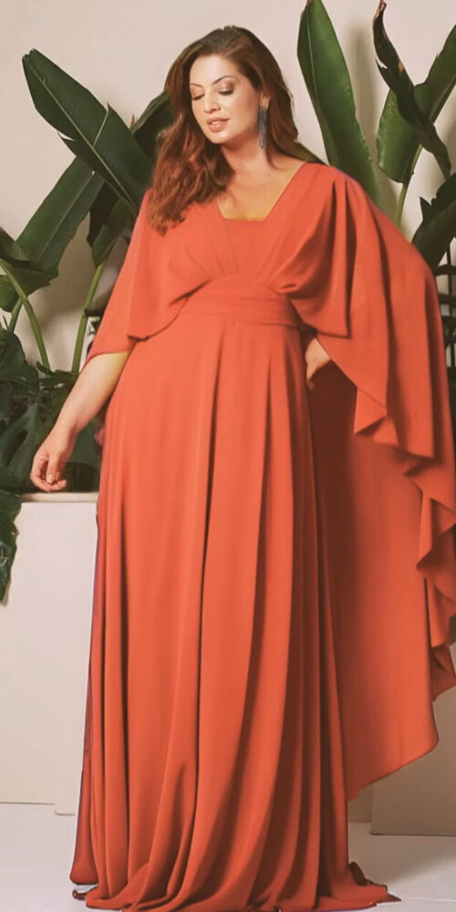 Vestido Festa Blusê com Capa Plus Size