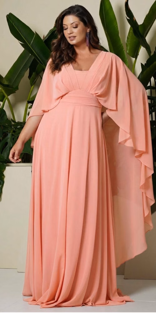 Vestido Festa Blusê com Capa Plus Size