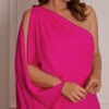 Vestido Plus Size Ombro Só com Capa Midi