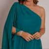 Vestido Plus Size Ombro Só com Capa Midi