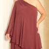 Vestido Plus Size Ombro Só com Capa Midi