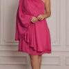 Vestido Plus Size Ombro Só com Capa Midi