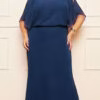 Vestido Crepe Blusê Saia Evasê Plus Size