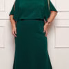 Vestido Crepe Blusê Saia Evasê Plus Size
