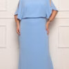 Vestido Crepe Blusê Saia Evasê Plus Size