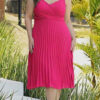 Vestido Midi Saia Plissada Plus Size