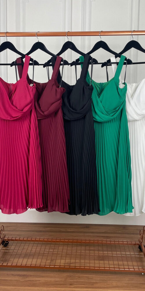 Vestido Midi Saia Plissada Plus Size