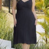 Vestido Midi Saia Plissada Plus Size