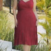 Vestido Midi Saia Plissada Plus Size