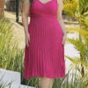 Vestido Midi Saia Plissada Plus Size