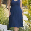 Vestido Midi Saia Plissada Plus Size