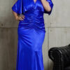 Vestido Plus Size Cetim Drapeado de Festa