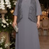Vestido Festa Cardigã Renda Paetizada Plus Size