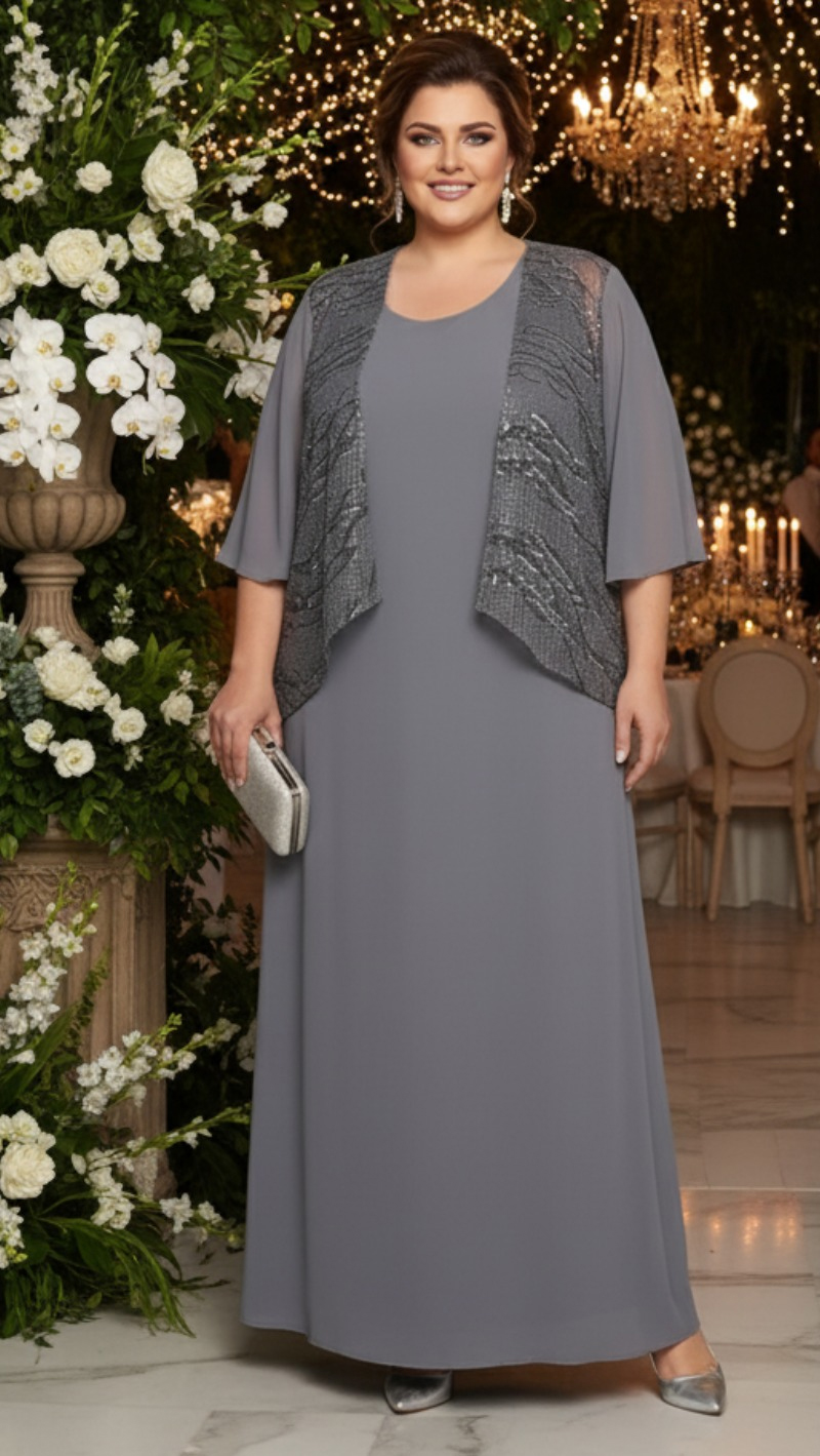 Vestido Festa Cardigã Renda Paetizada Plus Size