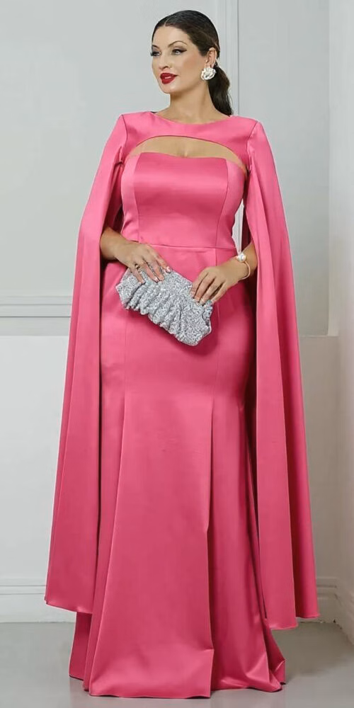 Vestido Festa Cetim Capa Removível Plus Size