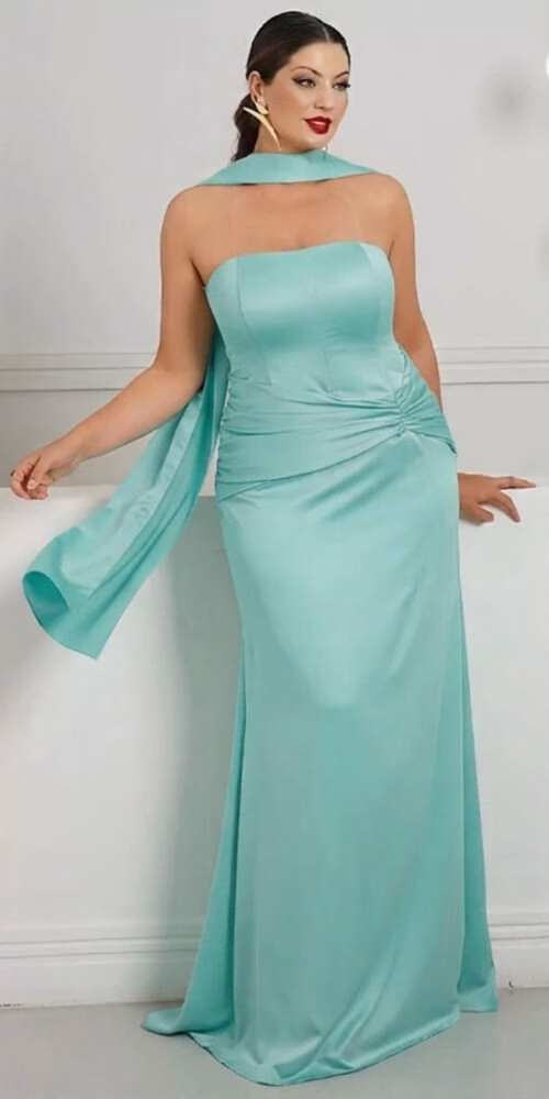 Vestido Festa com Echarpe Plus Size