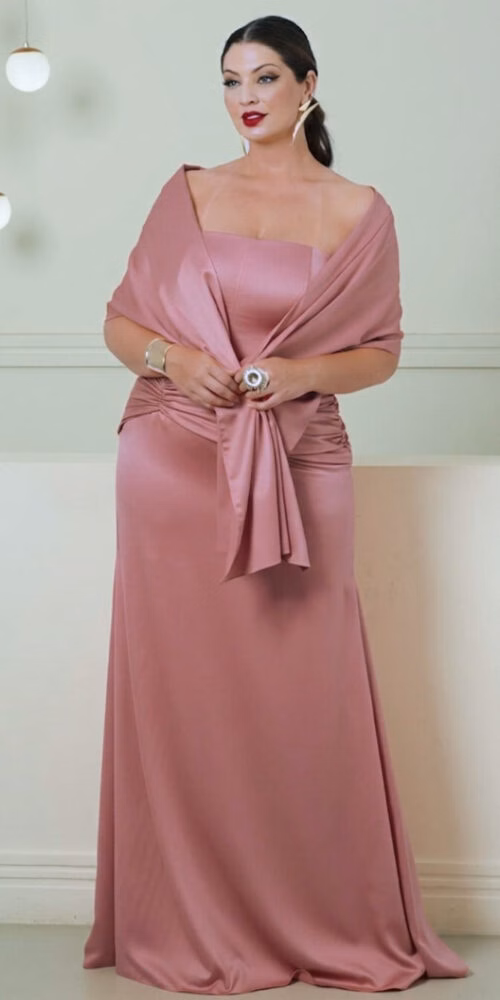 Vestido Festa com Echarpe Plus Size