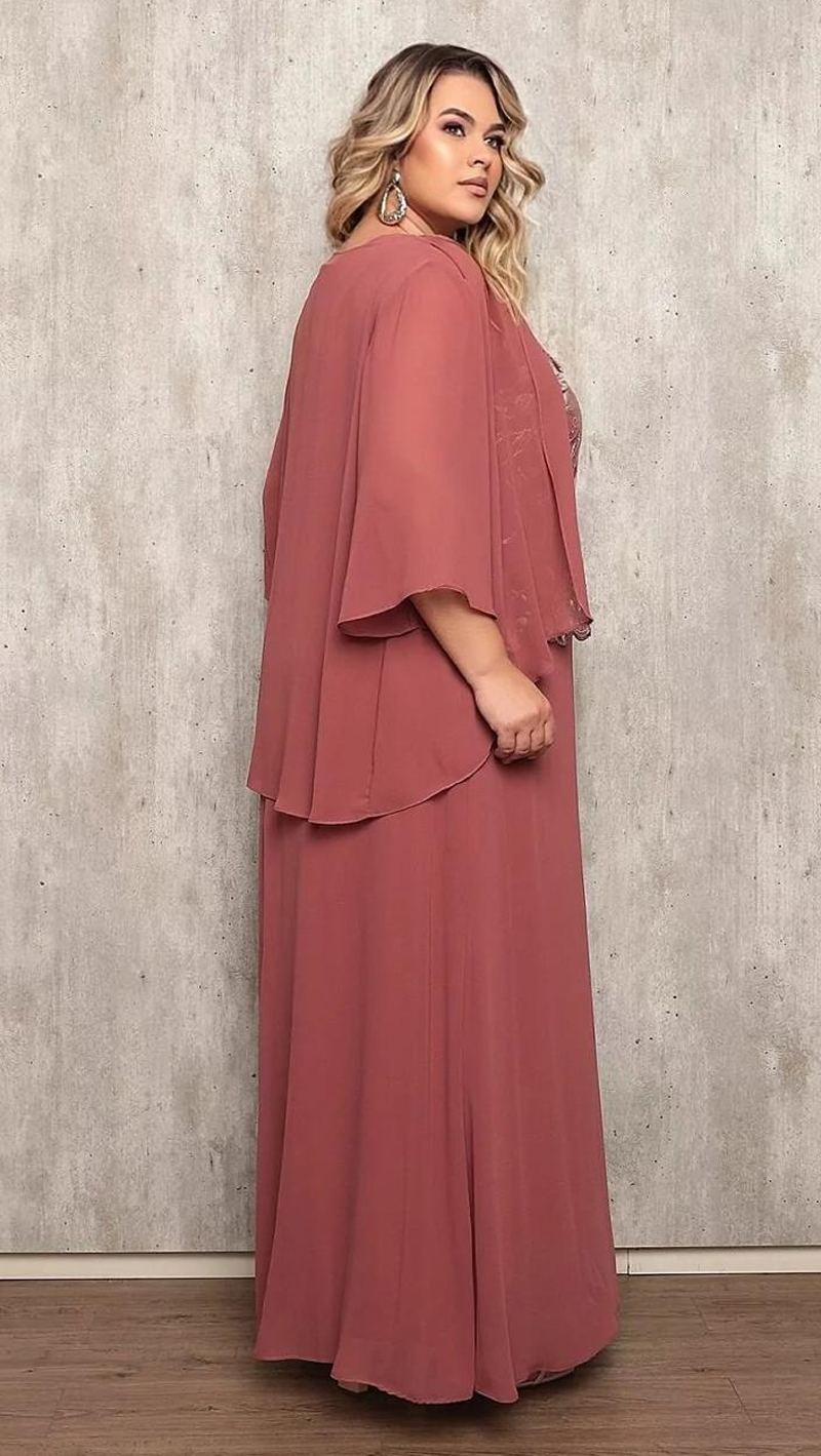 Vestido Festa Detalhe Renda com Cardigã Plus Size