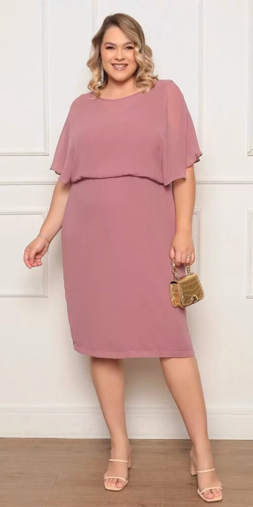 Vestido Festa Plus Size Blusê Midi