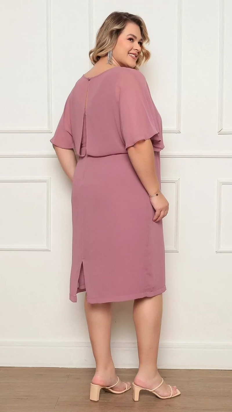 Vestido Festa Plus Size Blusê Midi